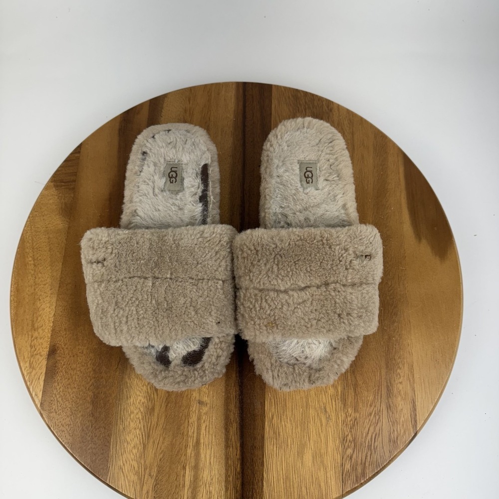 Womens Ugg Cozette Shearling Tan Comfort Casual Platform Slide Slippers Size 7